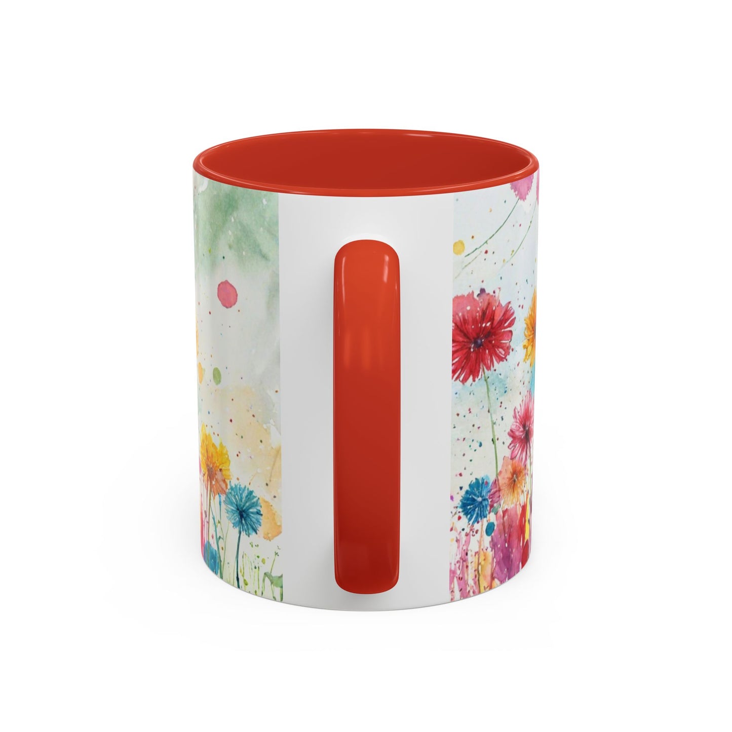 Watercolor Wildflower Accent Coffee Mug — Colorful Floral 11/15oz