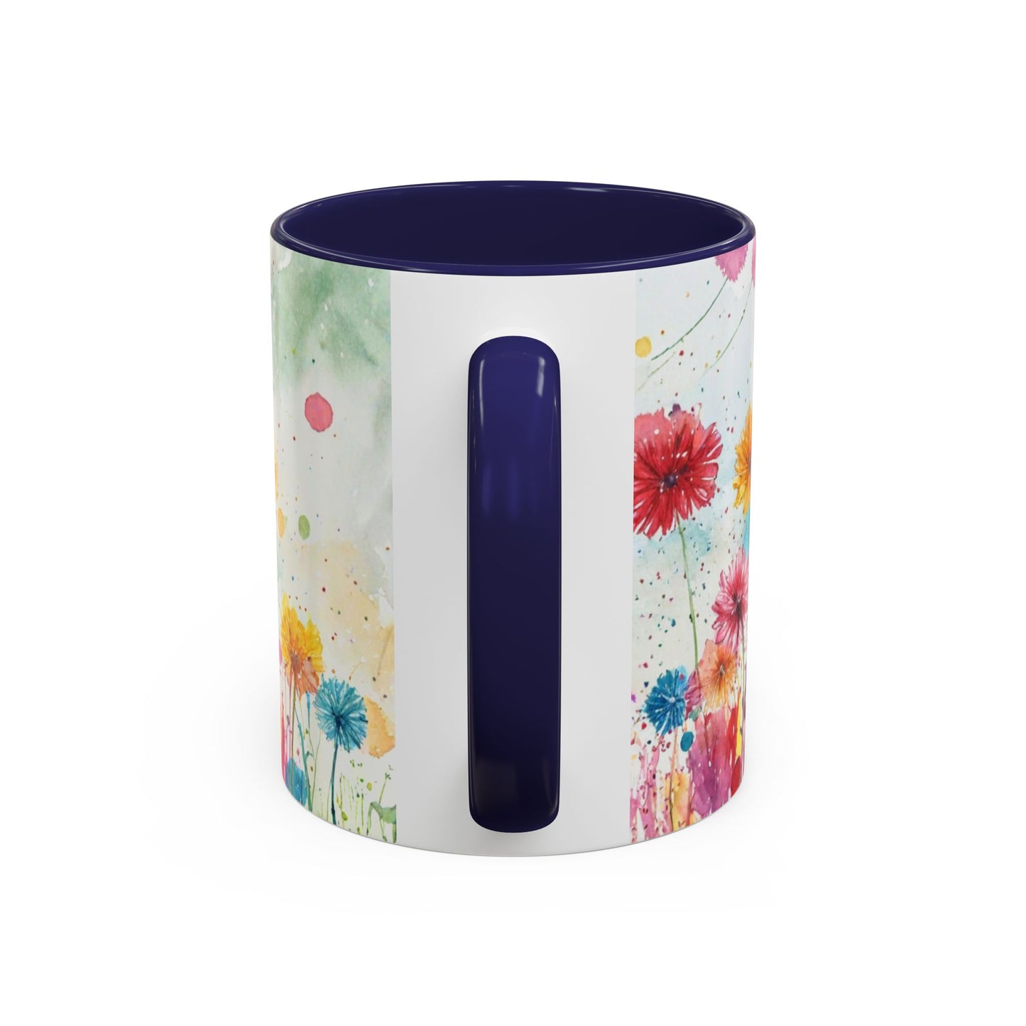 Watercolor Wildflower Accent Coffee Mug — Colorful Floral 11/15oz