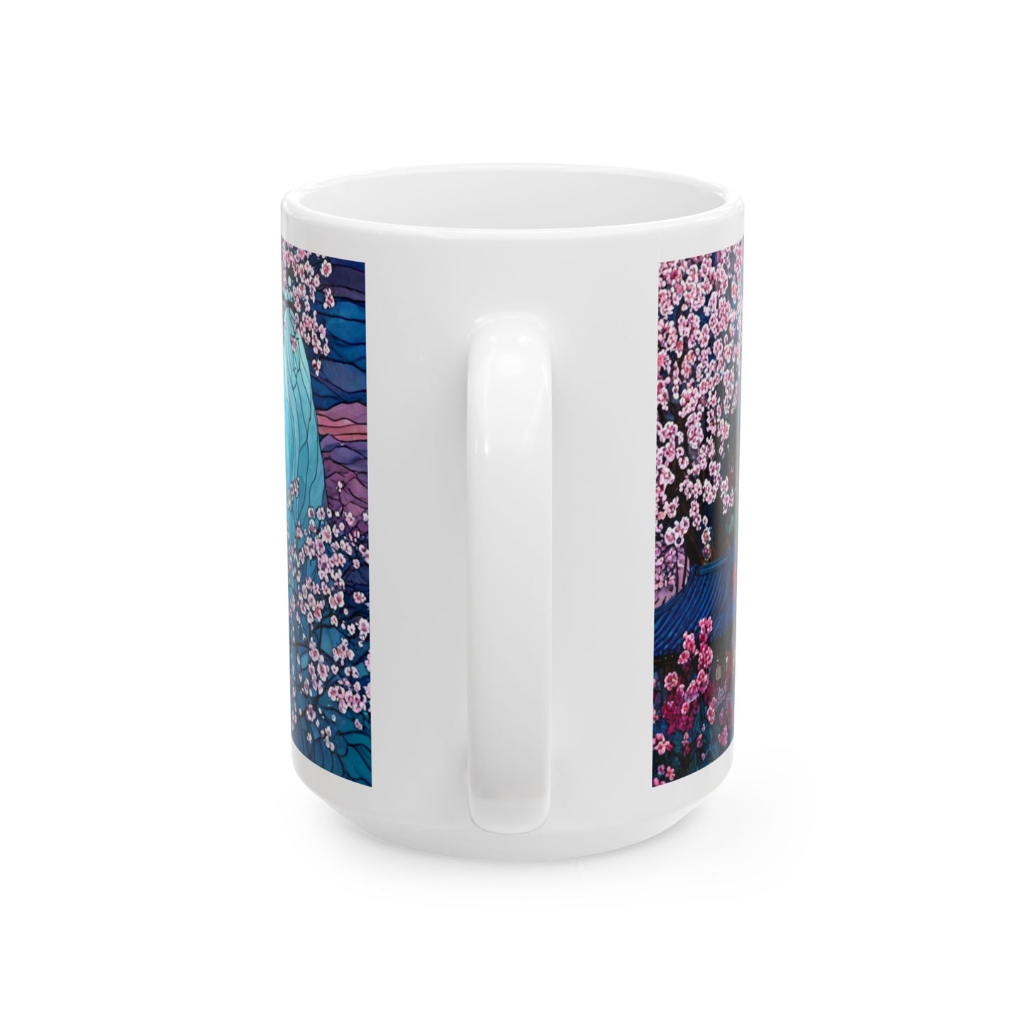 Cherry Blossom  Landscape Ceramic Mug — Sakura Scenic Tea Coffee Cup (11oz/15oz)