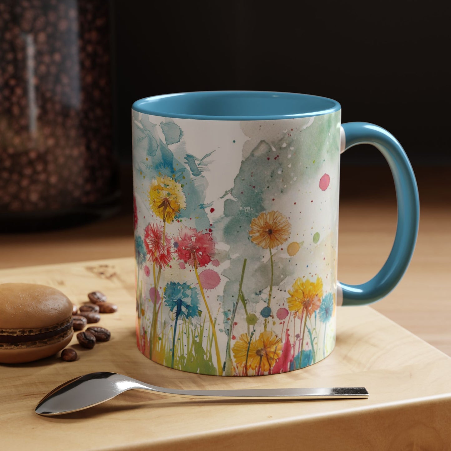 Watercolor Wildflower Accent Coffee Mug — Colorful Floral 11/15oz