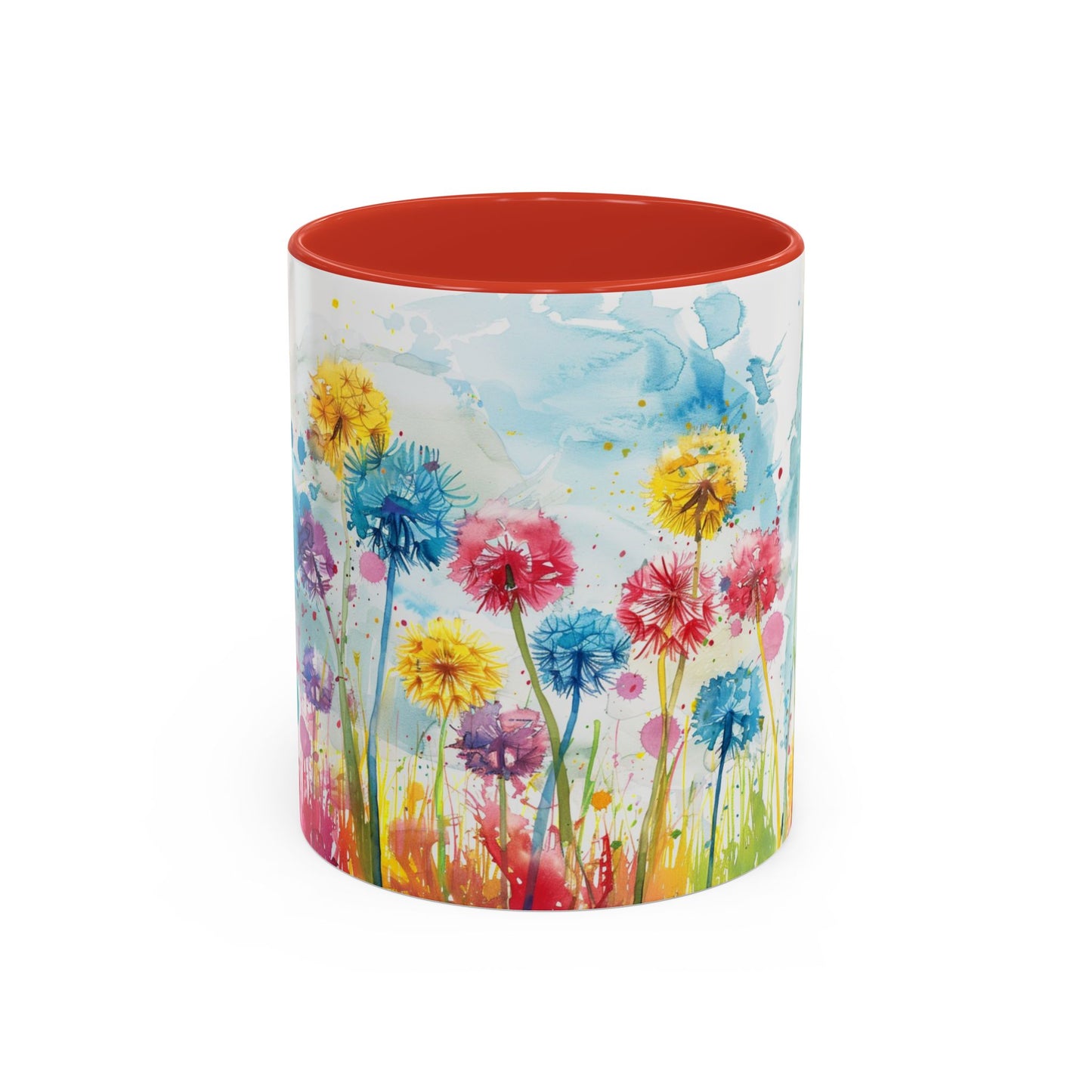 Watercolor Wildflower Accent Coffee Mug — Colorful Floral 11/15oz