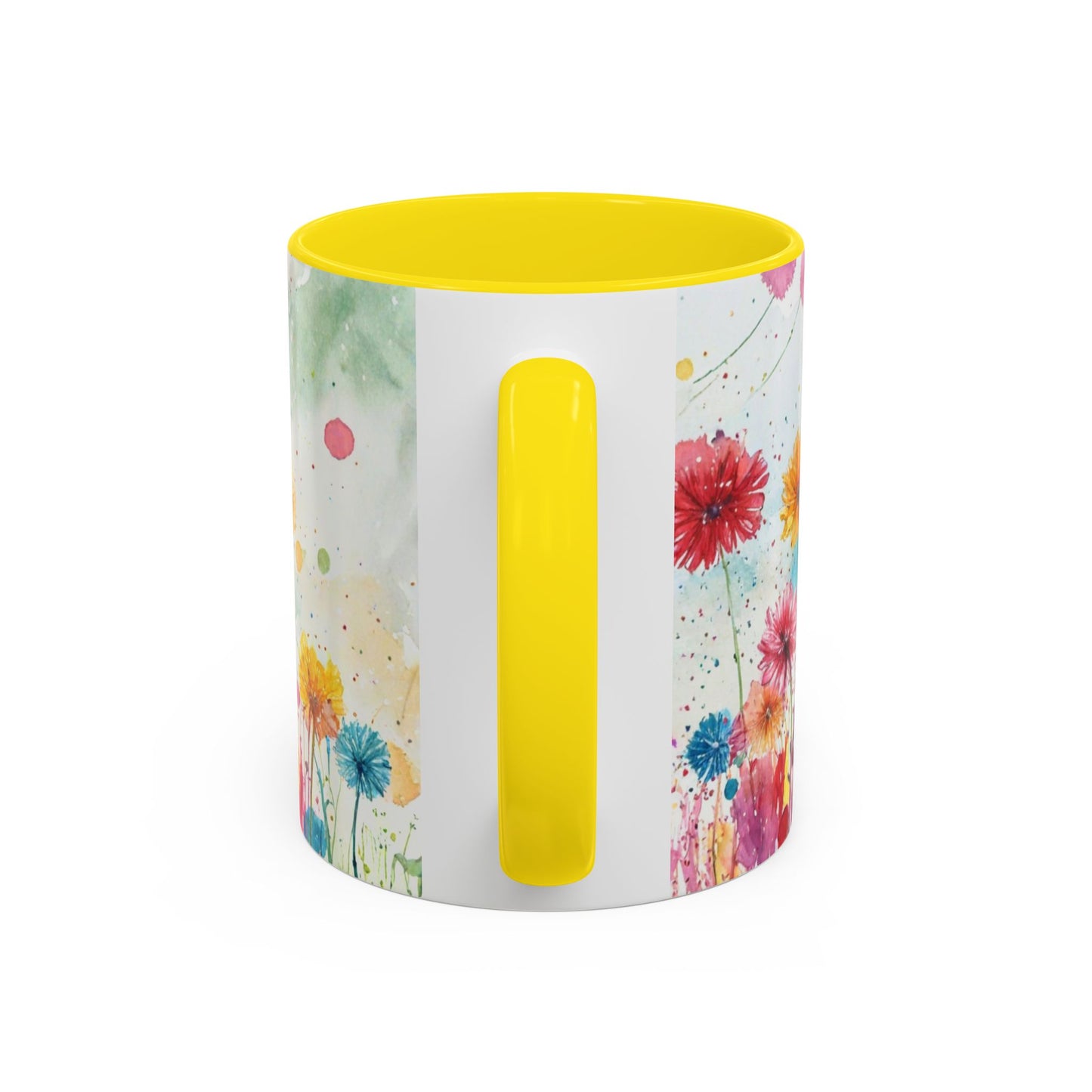 Watercolor Wildflower Accent Coffee Mug — Colorful Floral 11/15oz