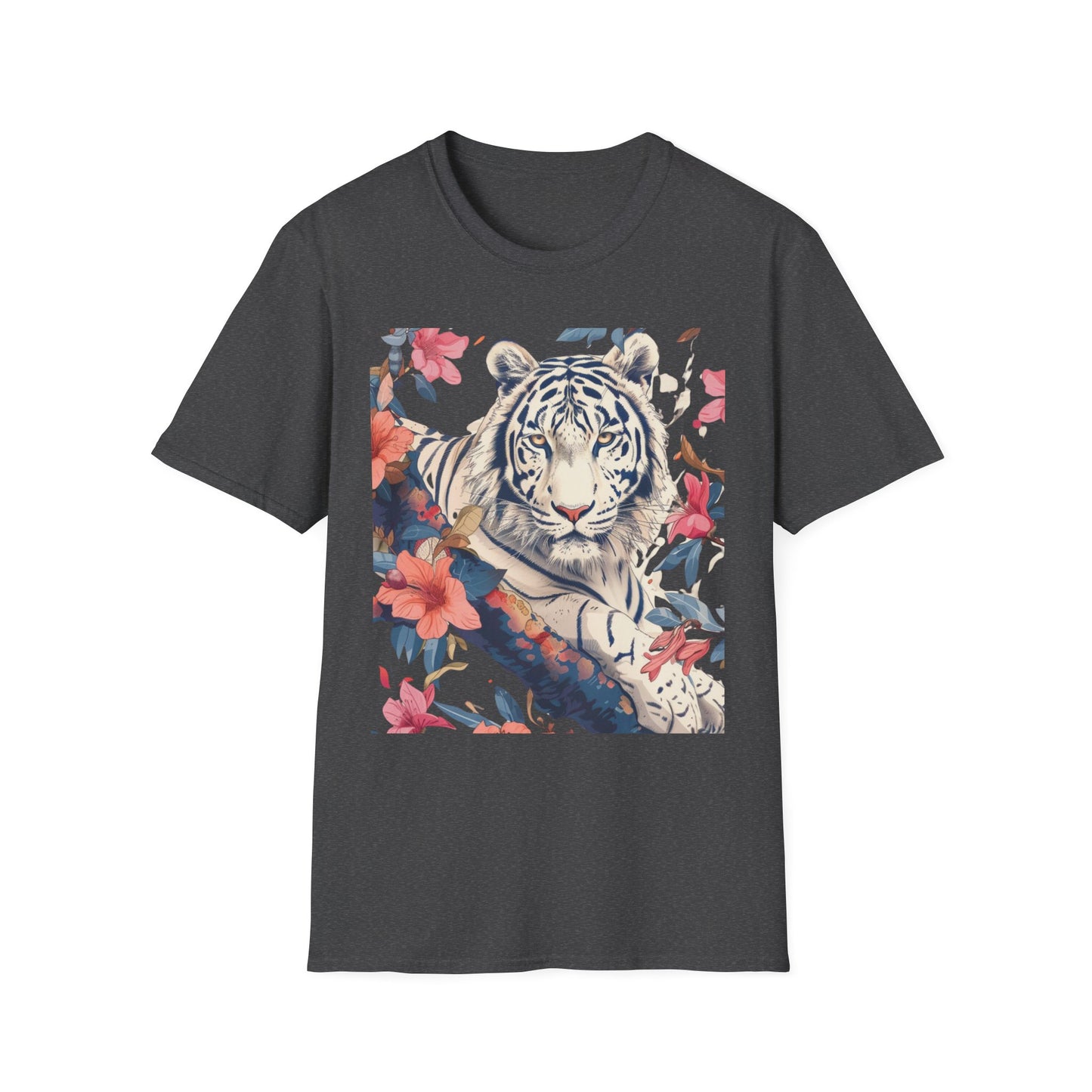 Tiger Floral T-Shirt — White Tiger & Blossom Graphic Tee