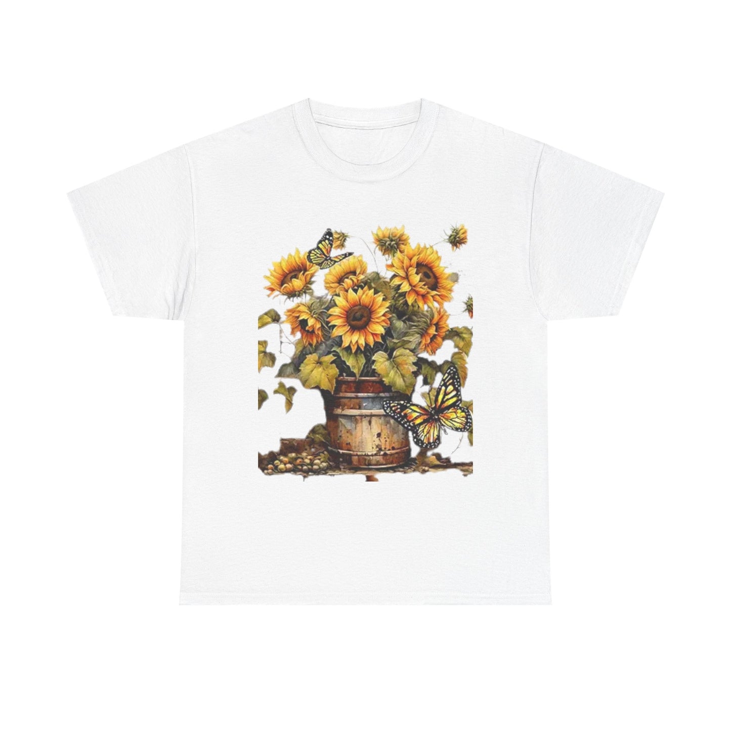 Sunflower Bouquet T-Shirt — Rustic Sunflowers & Butterflies Tee