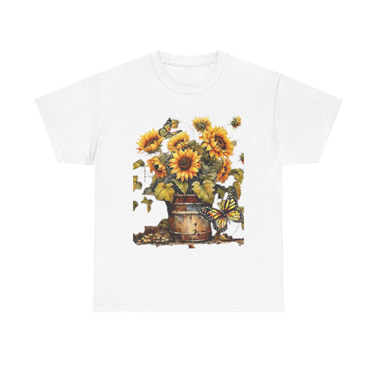 Sunflower Bouquet T-Shirt — Rustic Sunflowers & Butterflies Tee