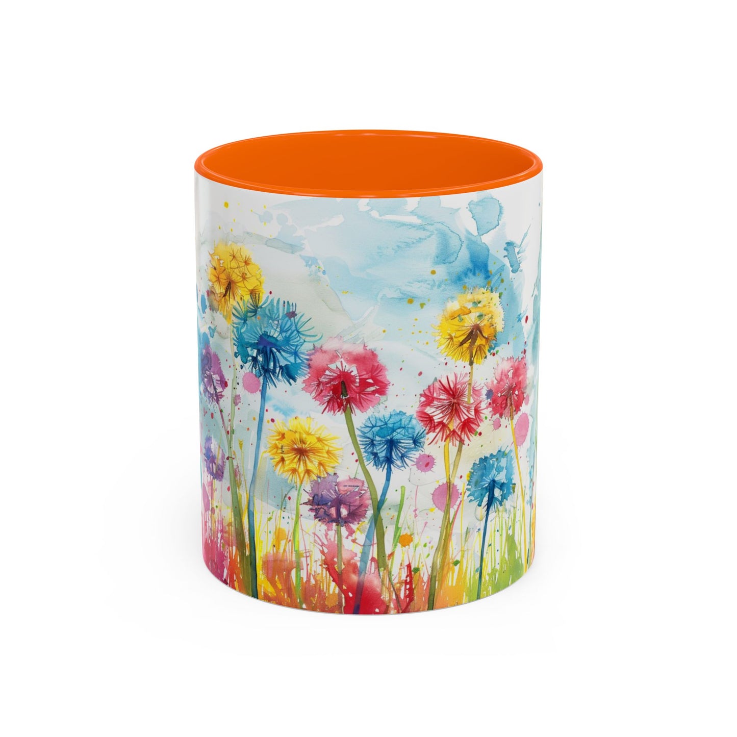 Watercolor Wildflower Accent Coffee Mug — Colorful Floral 11/15oz
