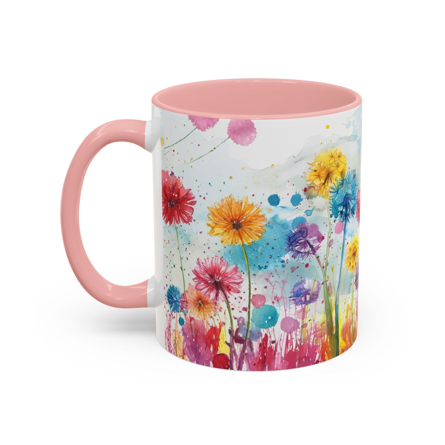 Watercolor Wildflower Accent Coffee Mug — Colorful Floral 11/15oz