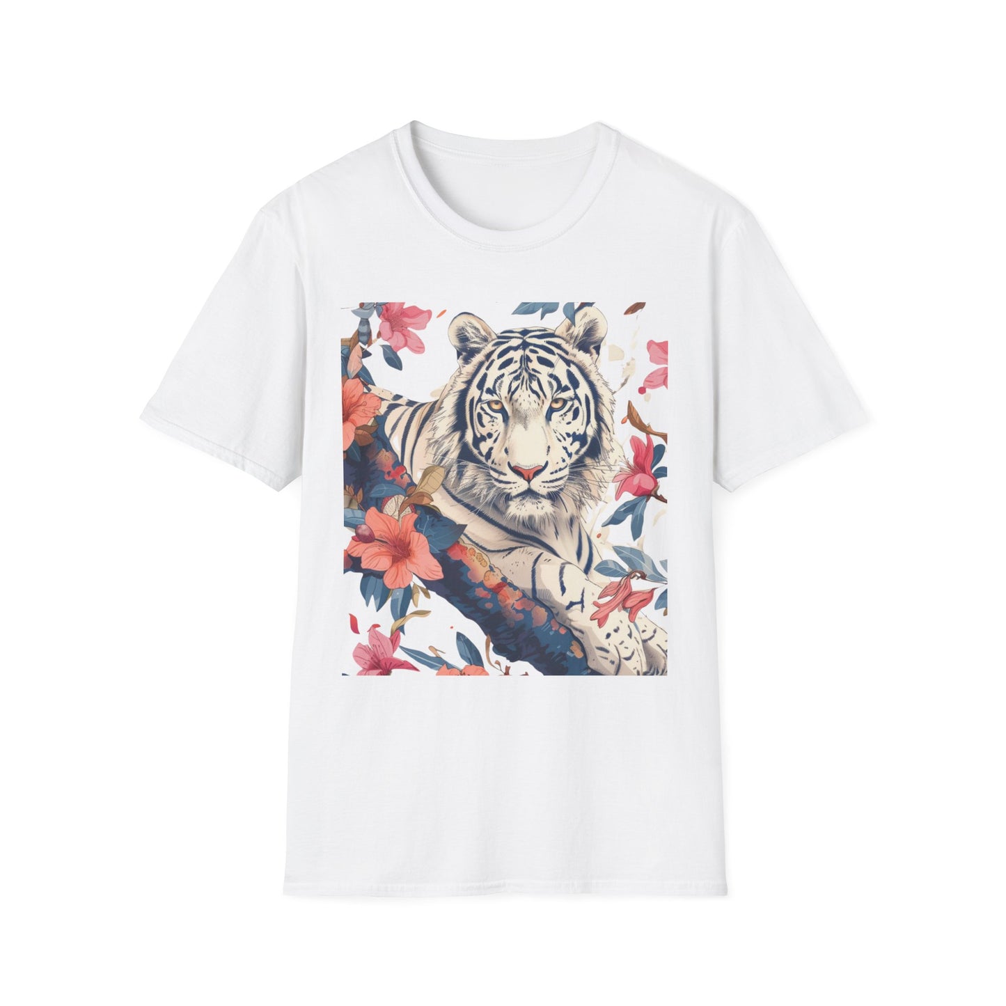 Tiger Floral T-Shirt — White Tiger & Blossom Graphic Tee