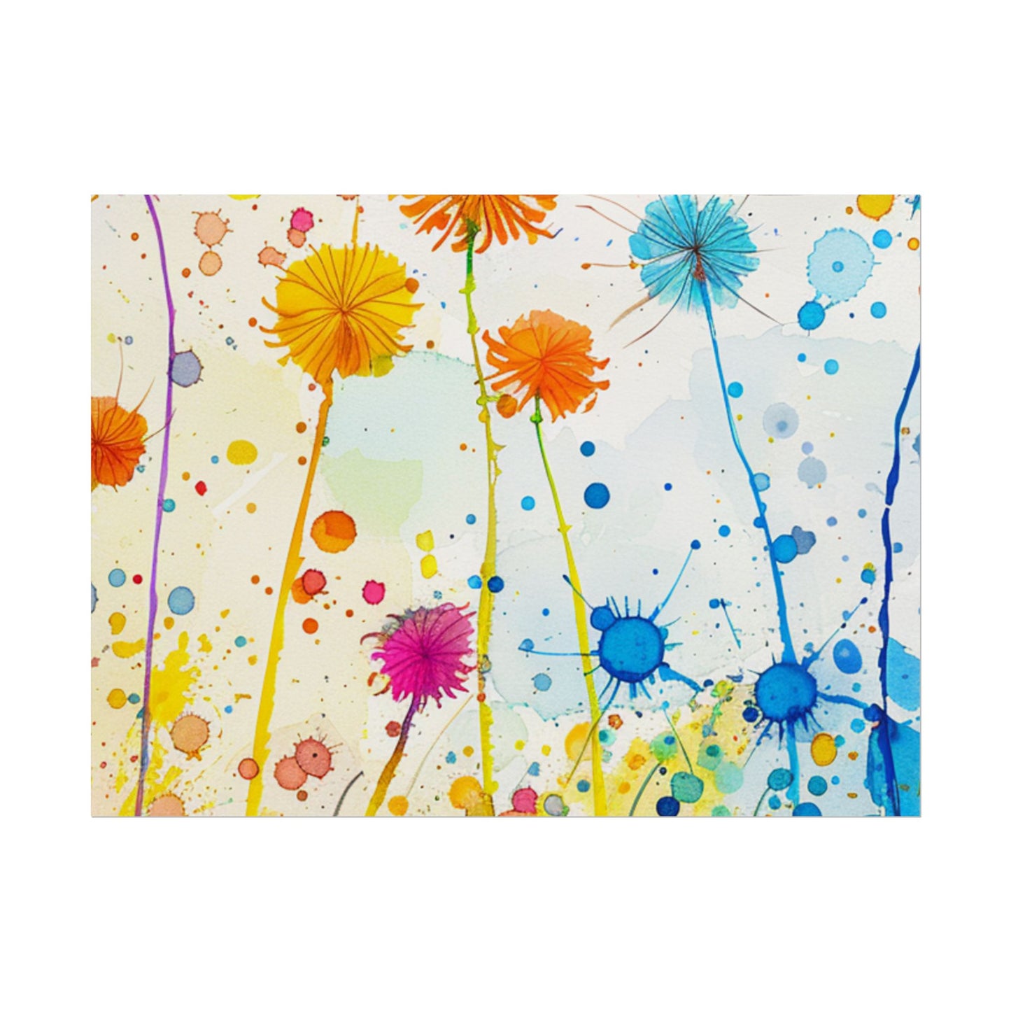 Colorful Watercolor Wildflower Poster — Bright Floral Rolled Art Print