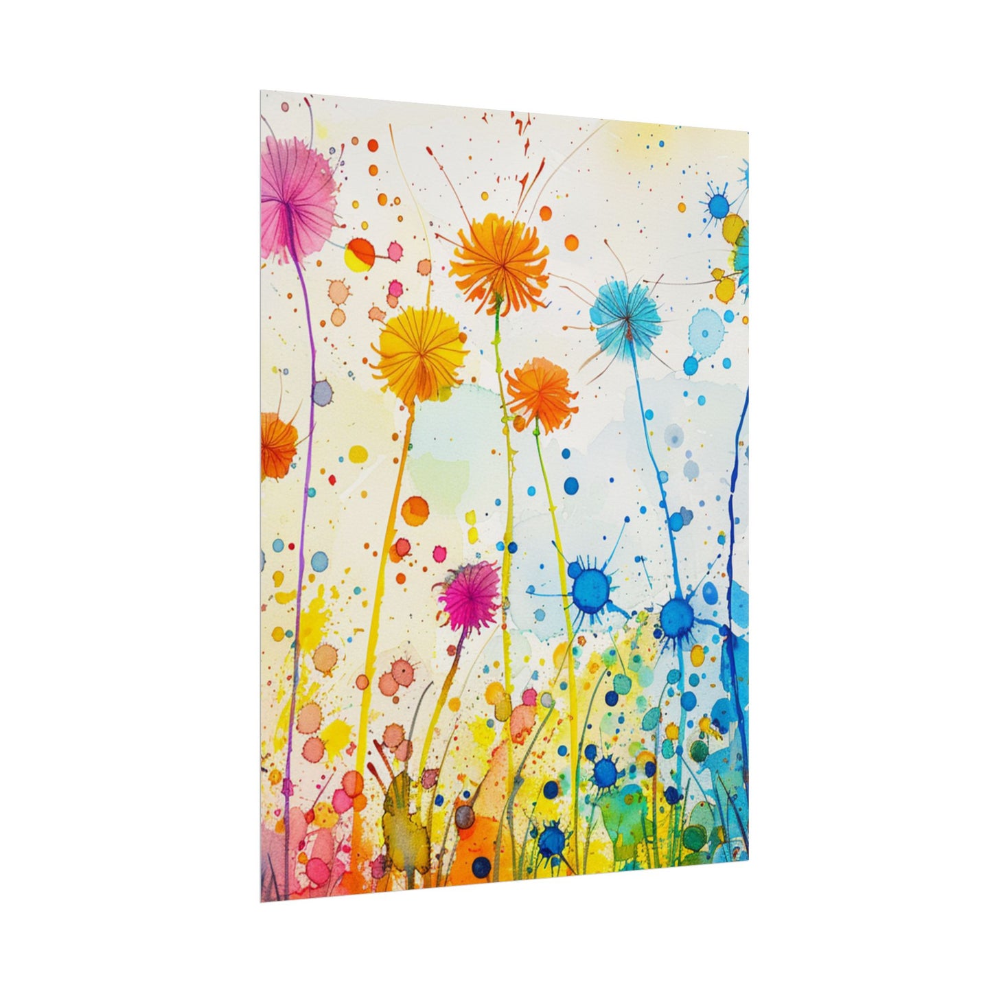 Colorful Watercolor Wildflower Poster — Bright Floral Rolled Art Print