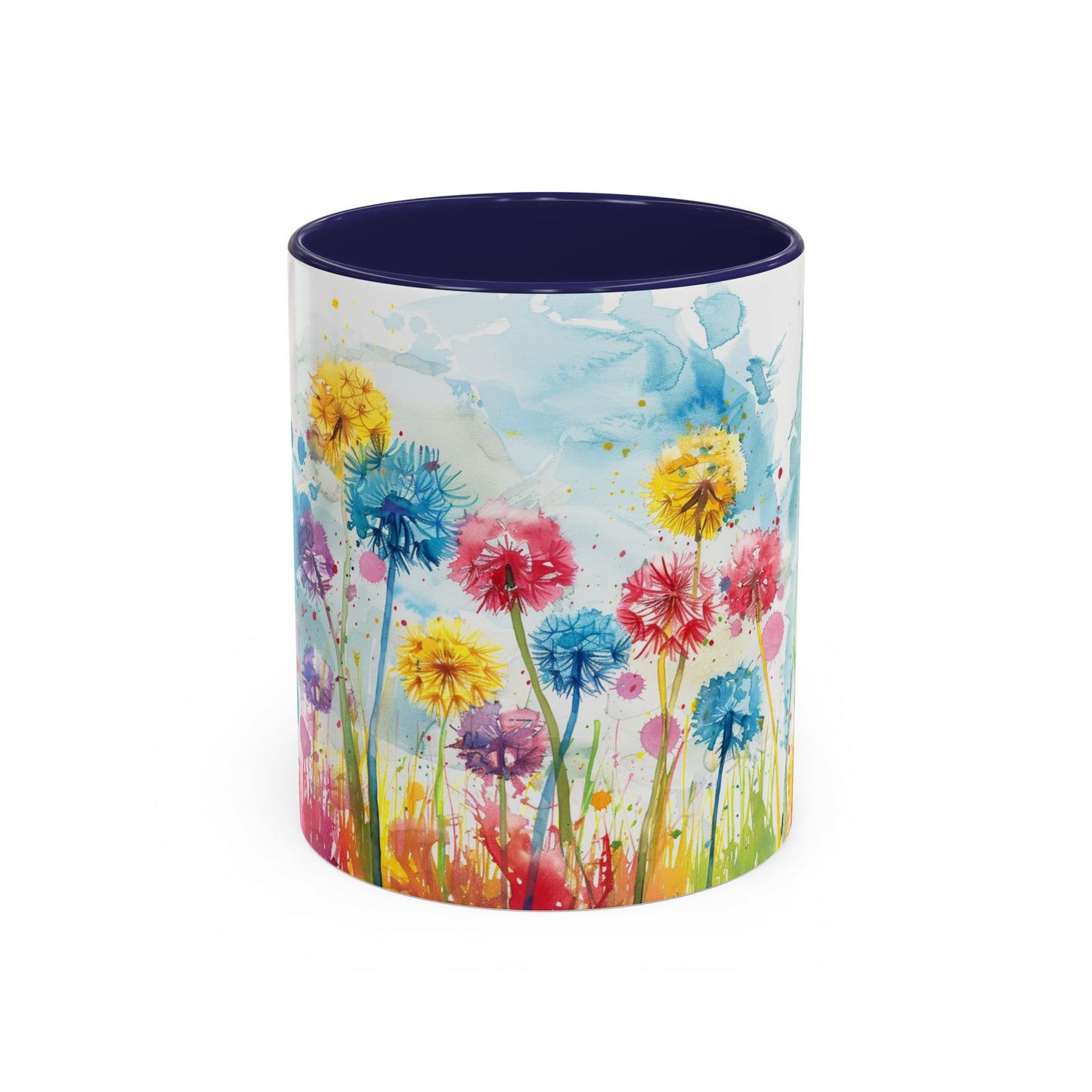 Watercolor Wildflower Accent Coffee Mug — Colorful Floral 11/15oz