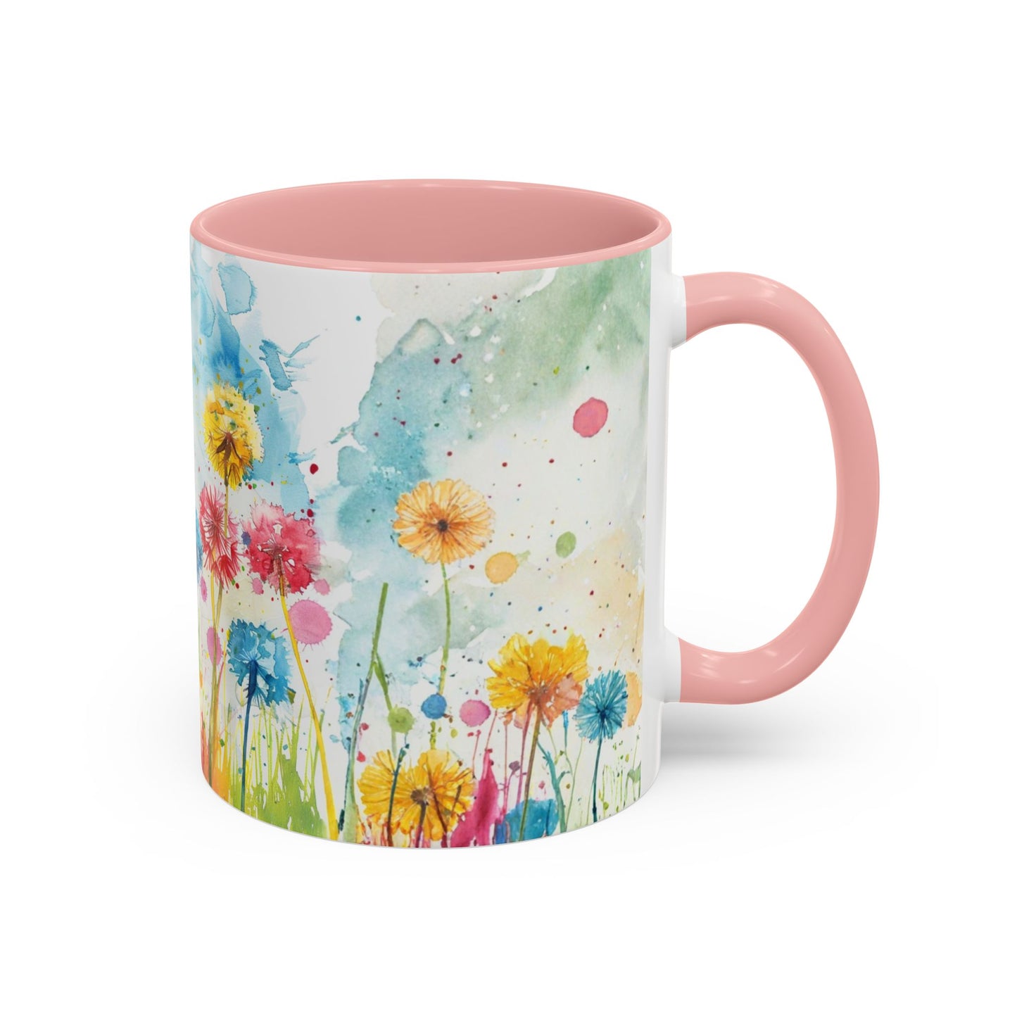 Watercolor Wildflower Accent Coffee Mug — Colorful Floral 11/15oz