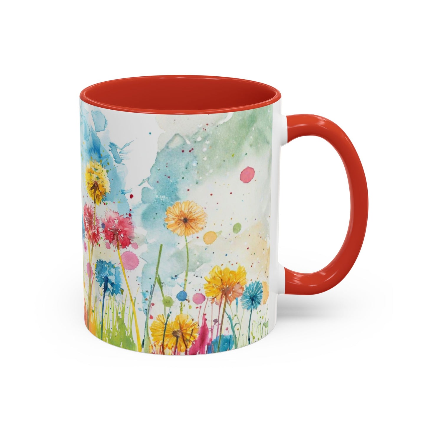 Watercolor Wildflower Accent Coffee Mug — Colorful Floral 11/15oz