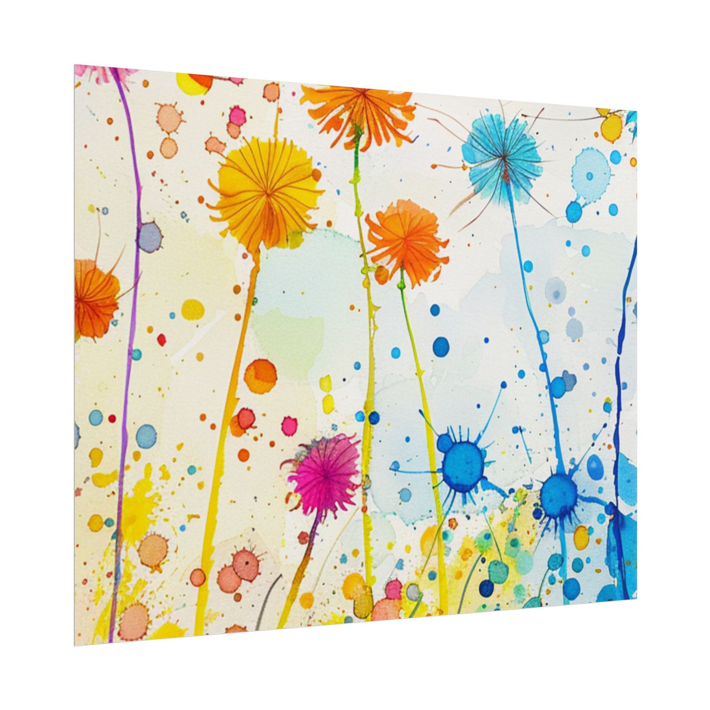 Colorful Watercolor Wildflower Poster — Bright Floral Rolled Art Print