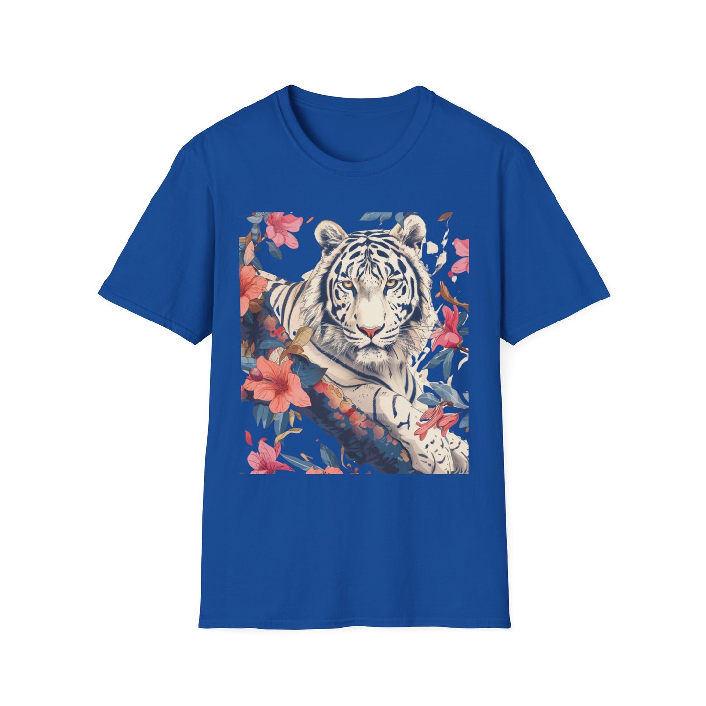 Tiger Floral T-Shirt — White Tiger & Blossom Graphic Tee