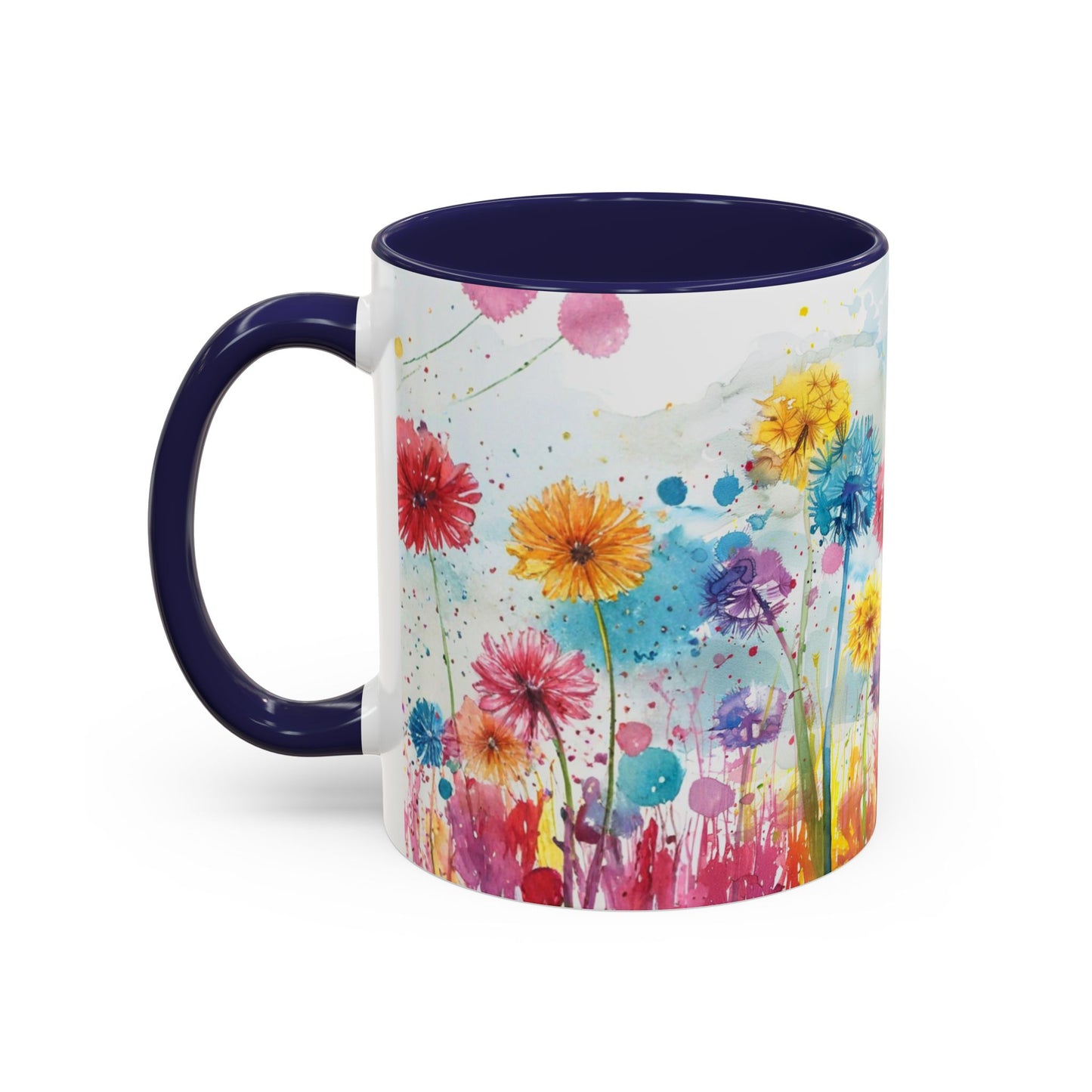 Watercolor Wildflower Accent Coffee Mug — Colorful Floral 11/15oz