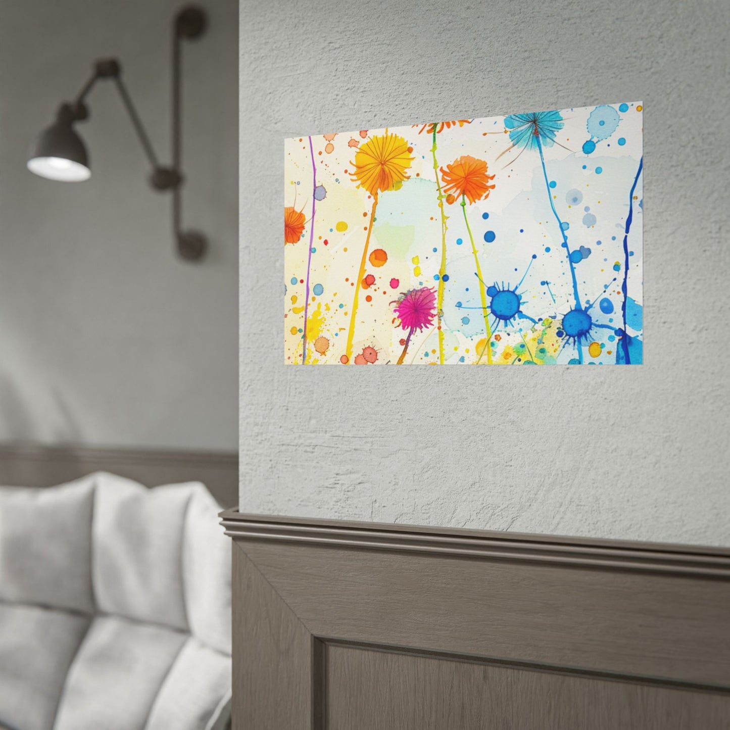 Colorful Watercolor Wildflower Poster — Bright Floral Rolled Art Print