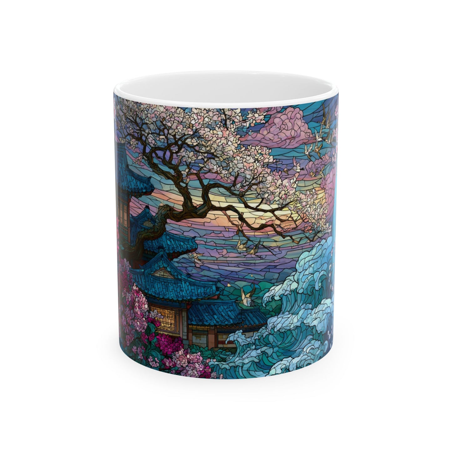 Cherry Blossom  Landscape Ceramic Mug — Sakura Scenic Tea Coffee Cup (11oz/15oz)