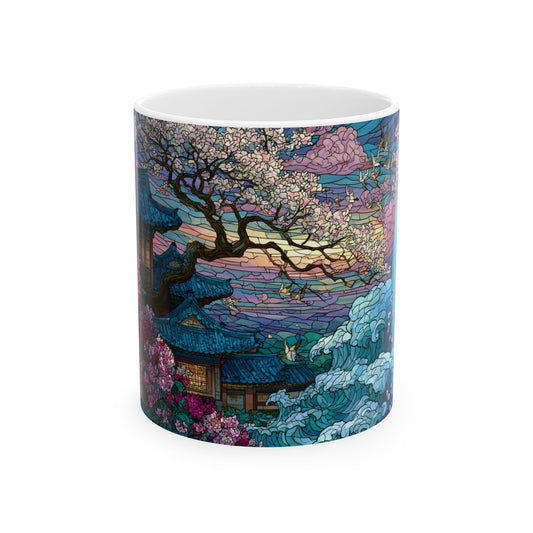 Cherry Blossom  Landscape Ceramic Mug — Sakura Scenic Tea Coffee Cup (11oz/15oz)