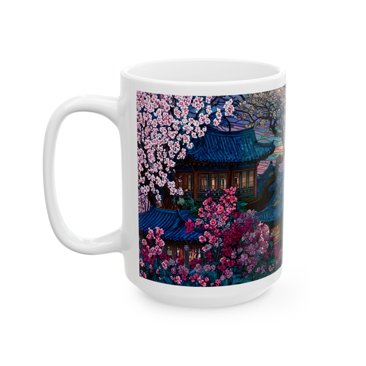 Cherry Blossom  Landscape Ceramic Mug — Sakura Scenic Tea Coffee Cup (11oz/15oz)