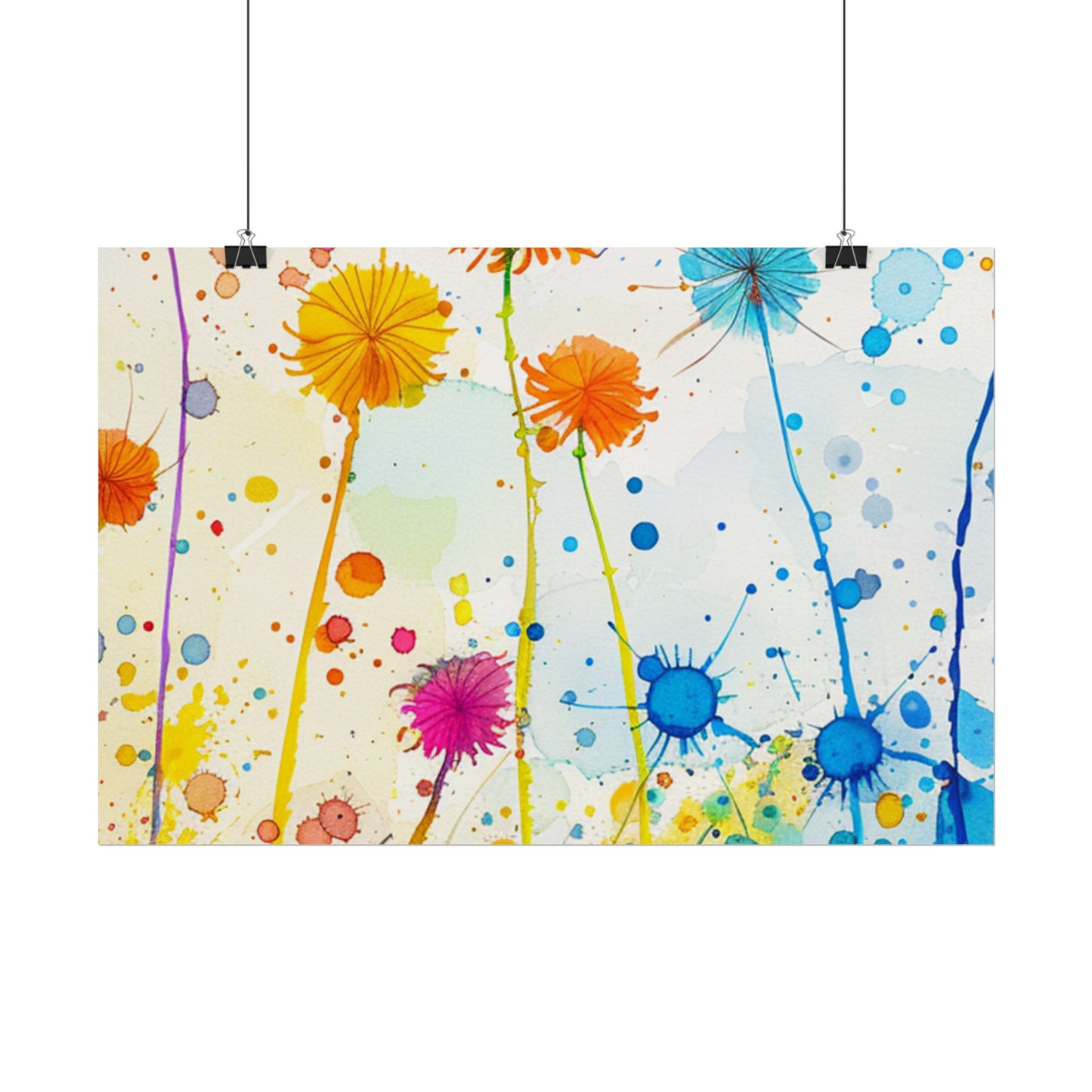 Colorful Watercolor Wildflower Poster — Bright Floral Rolled Art Print