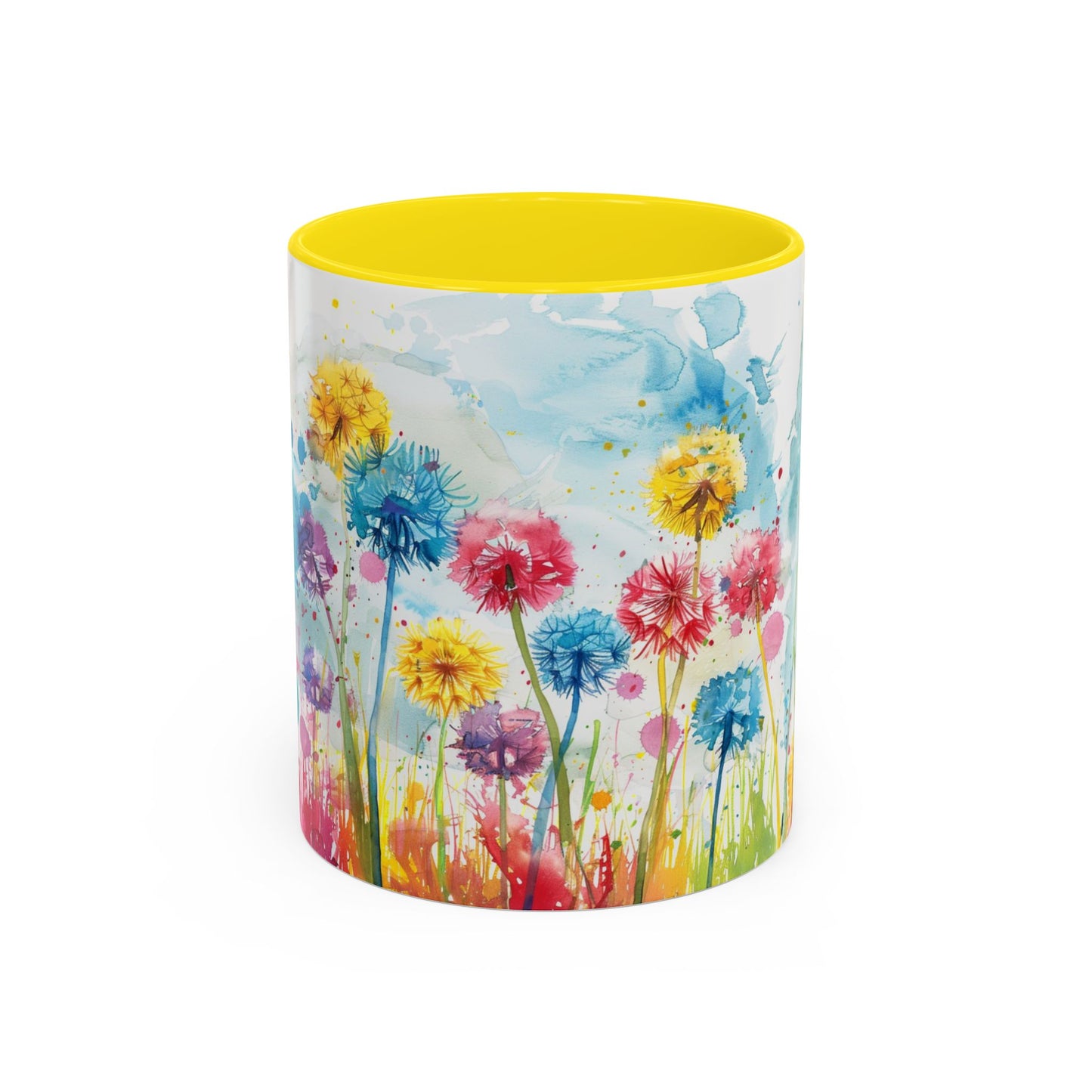 Watercolor Wildflower Accent Coffee Mug — Colorful Floral 11/15oz
