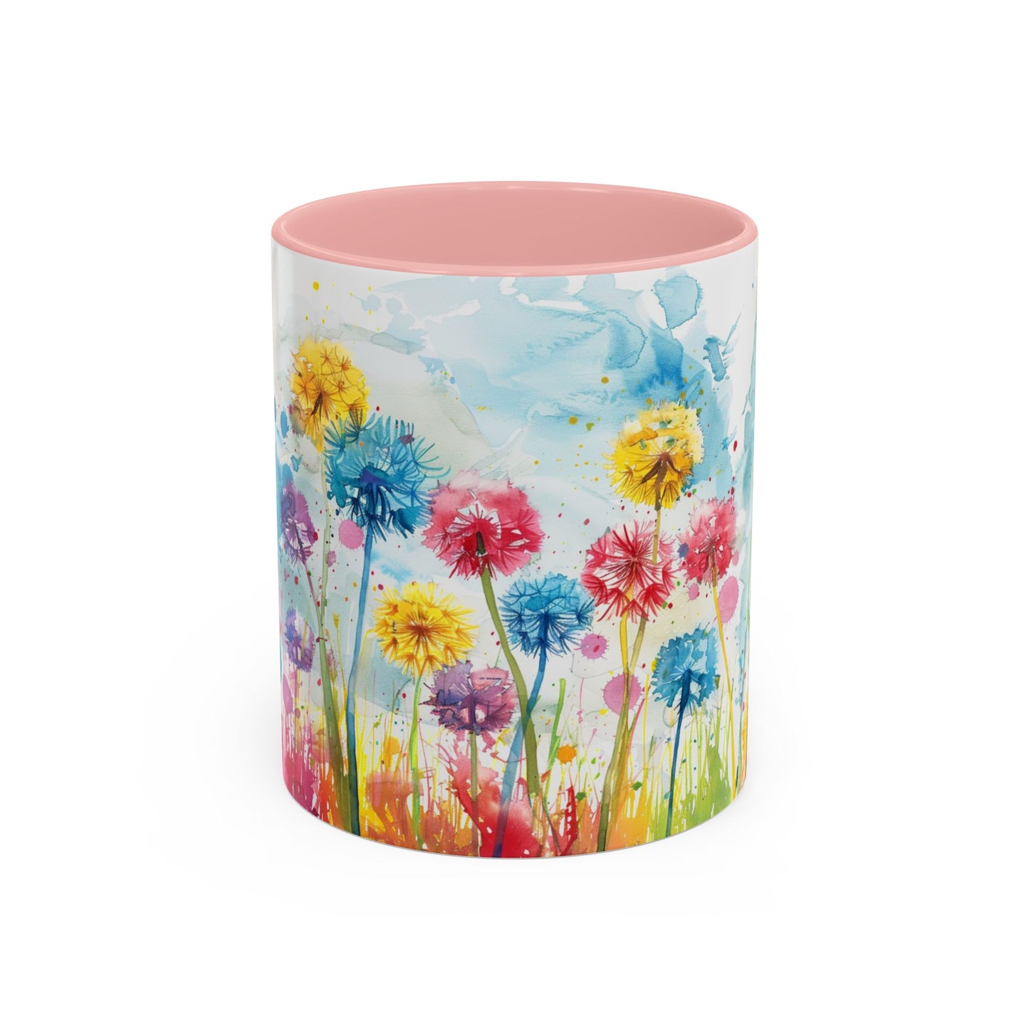 Watercolor Wildflower Accent Coffee Mug — Colorful Floral 11/15oz