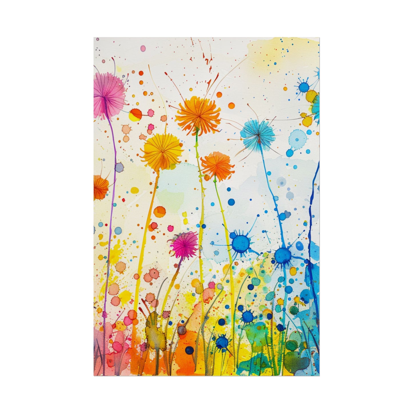 Colorful Watercolor Wildflower Poster — Bright Floral Rolled Art Print