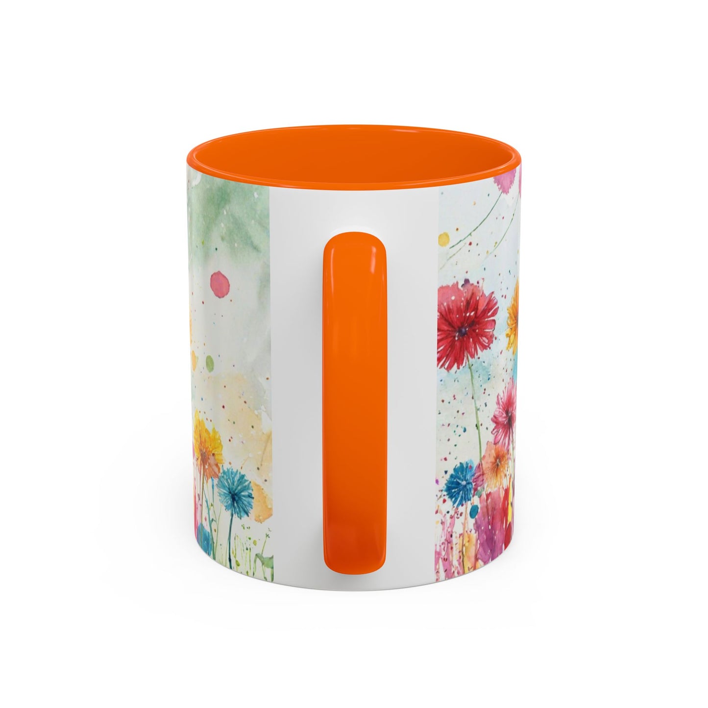 Watercolor Wildflower Accent Coffee Mug — Colorful Floral 11/15oz