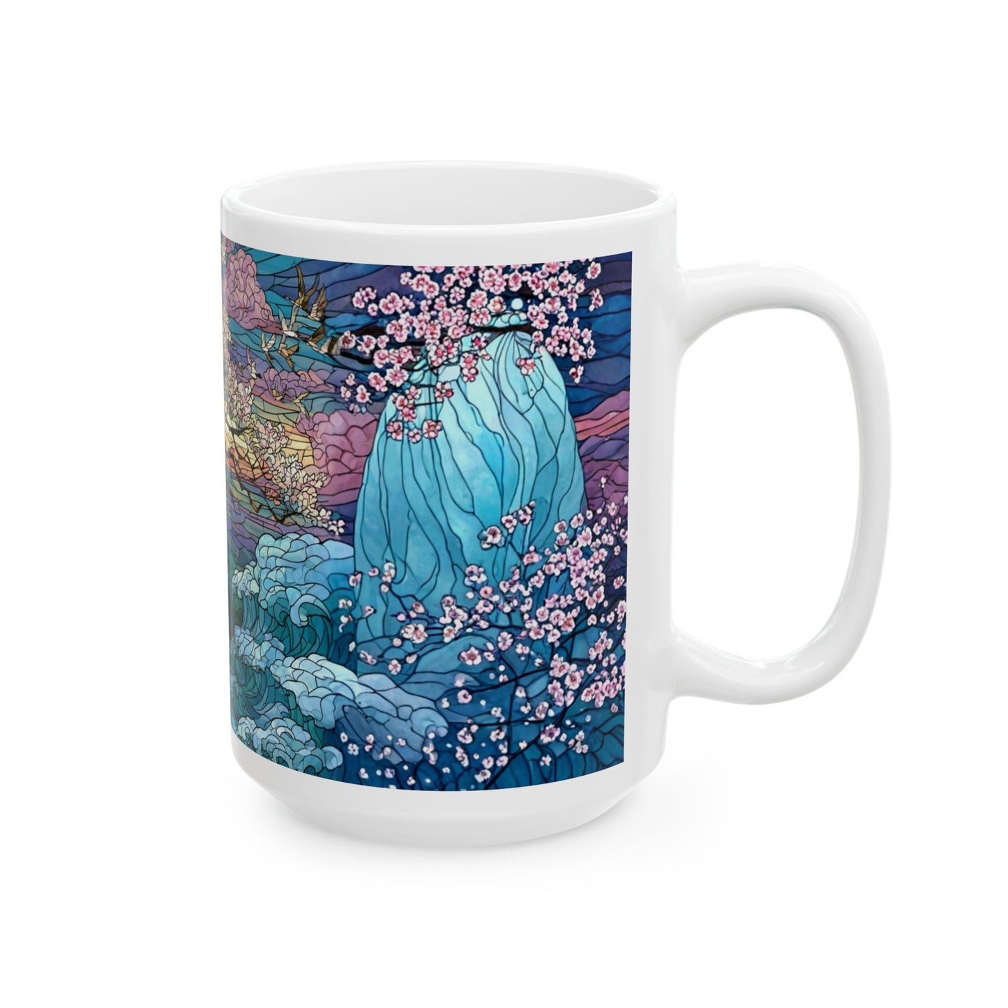 Cherry Blossom  Landscape Ceramic Mug — Sakura Scenic Tea Coffee Cup (11oz/15oz)