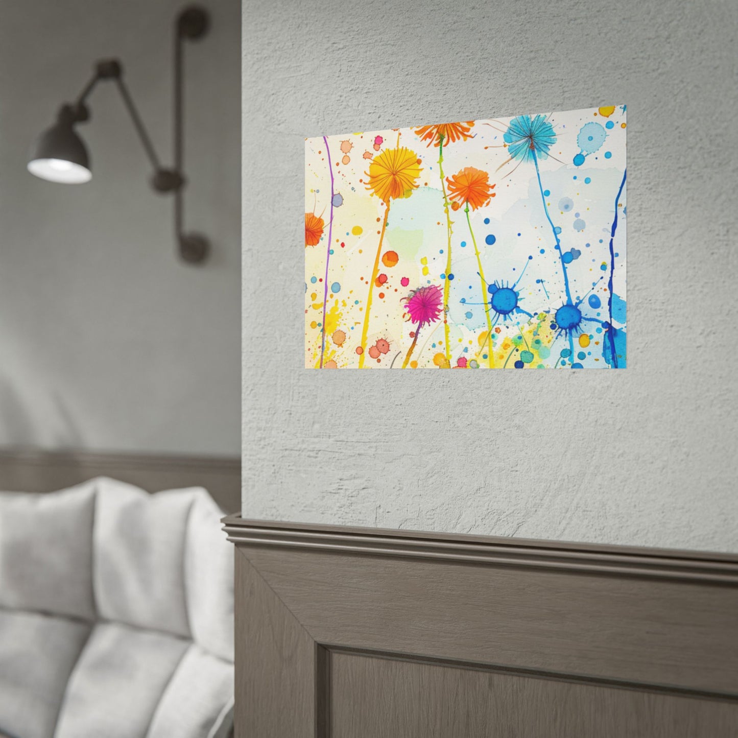 Colorful Watercolor Wildflower Poster — Bright Floral Rolled Art Print