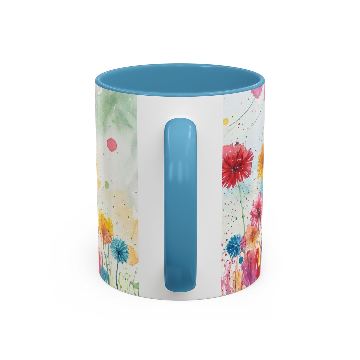 Watercolor Wildflower Accent Coffee Mug — Colorful Floral 11/15oz