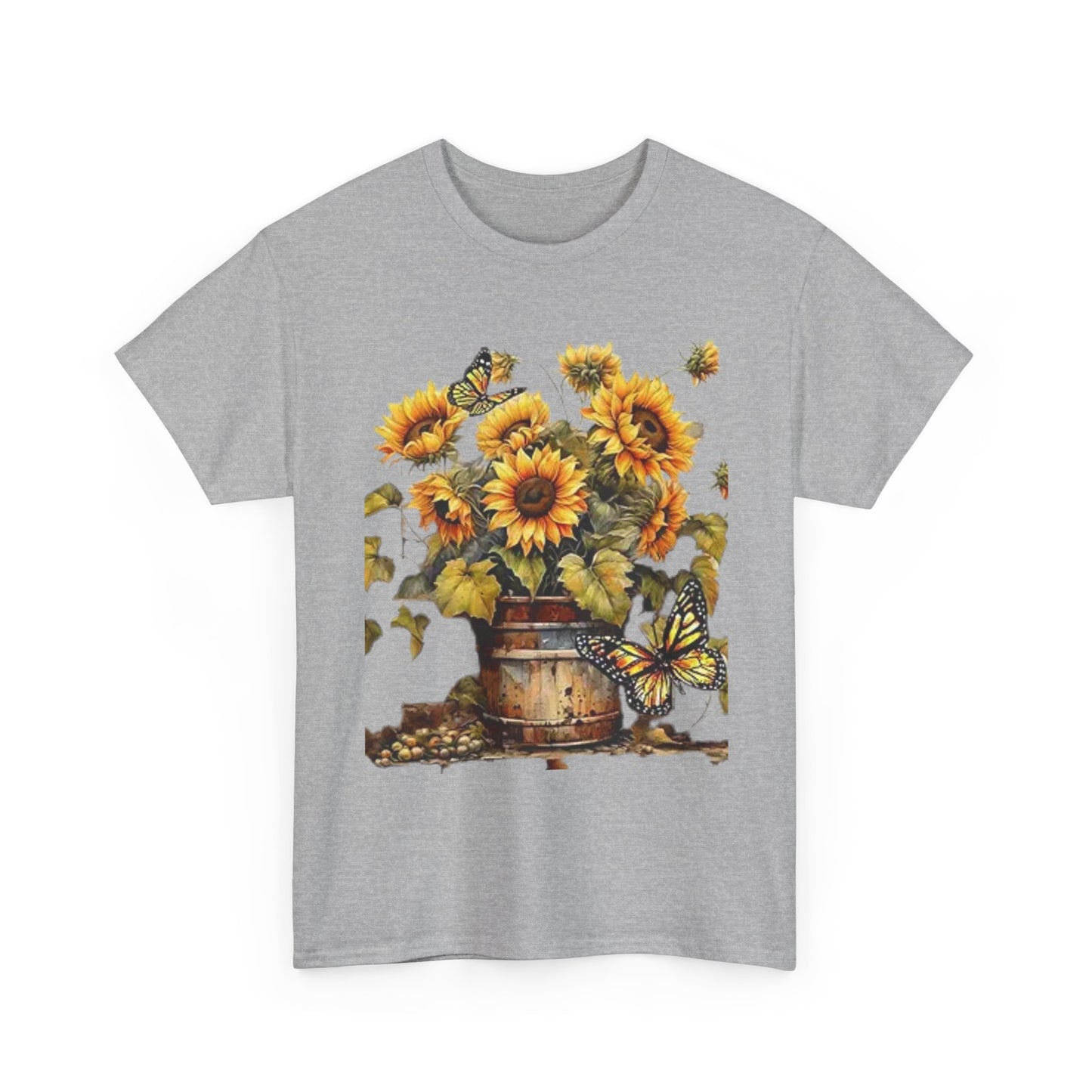 Sunflower Bouquet T-Shirt — Rustic Sunflowers & Butterflies Tee