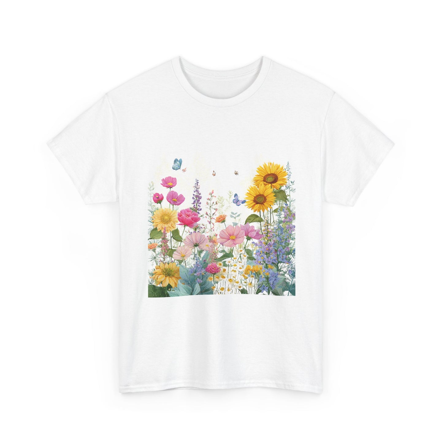 Floral Garden Tee — Sunflower & Wildflower Bouquet Graphic T-Shirt