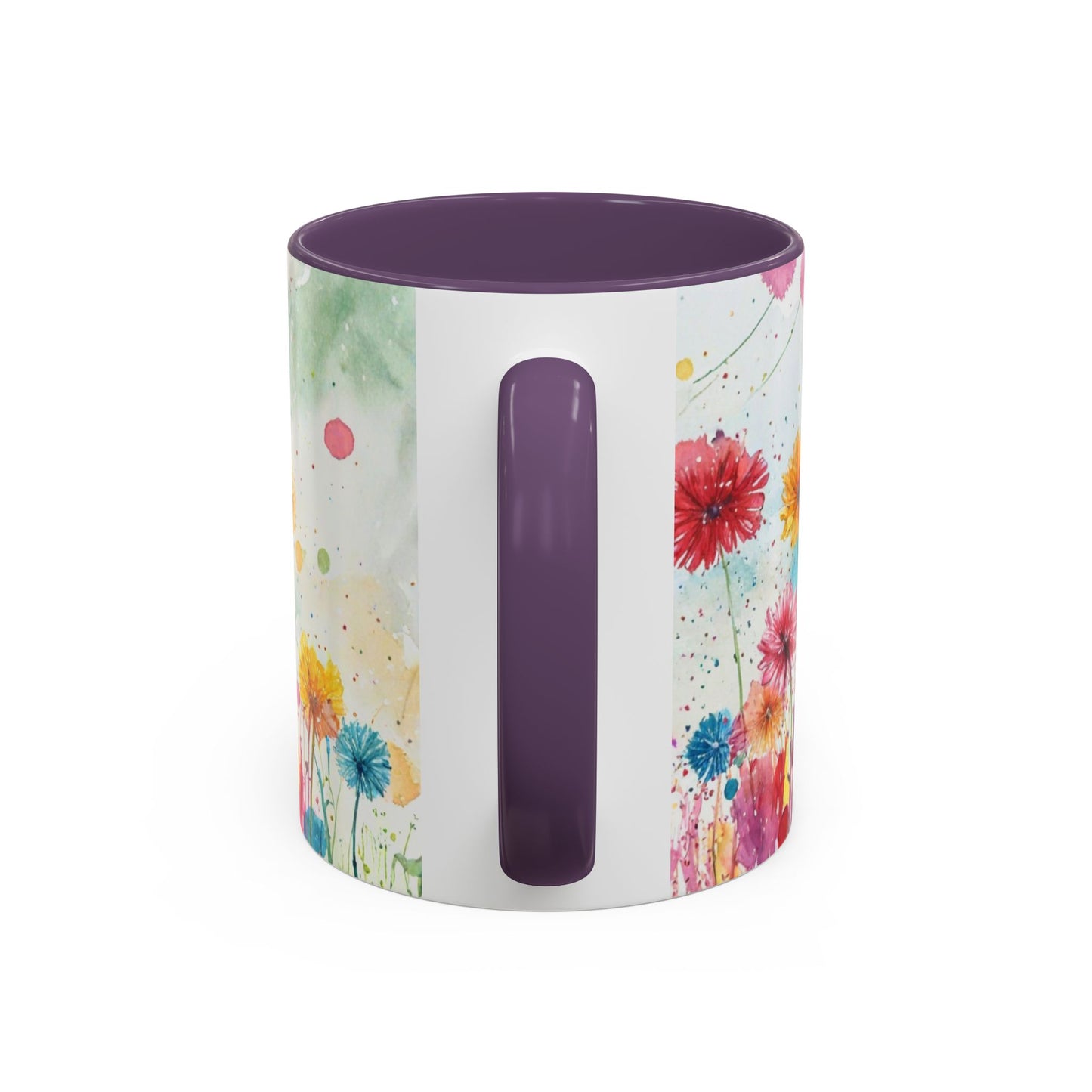Watercolor Wildflower Accent Coffee Mug — Colorful Floral 11/15oz