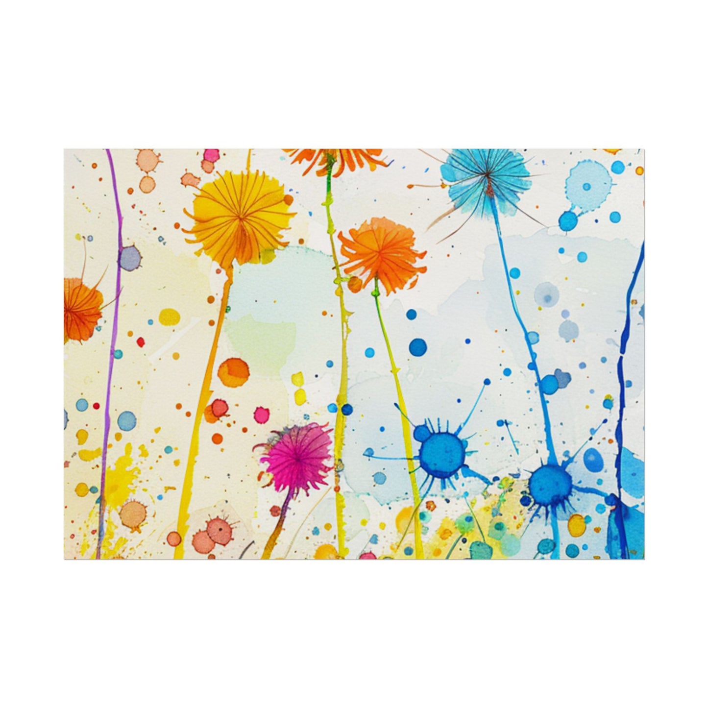 Colorful Watercolor Wildflower Poster — Bright Floral Rolled Art Print