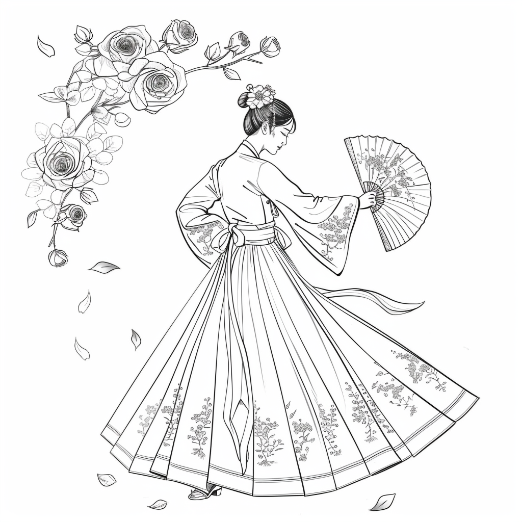 Rose Fan Dance in Hanbok
