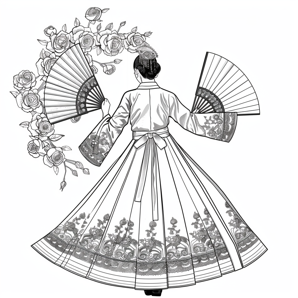 Rose Fan Dance in Hanbok