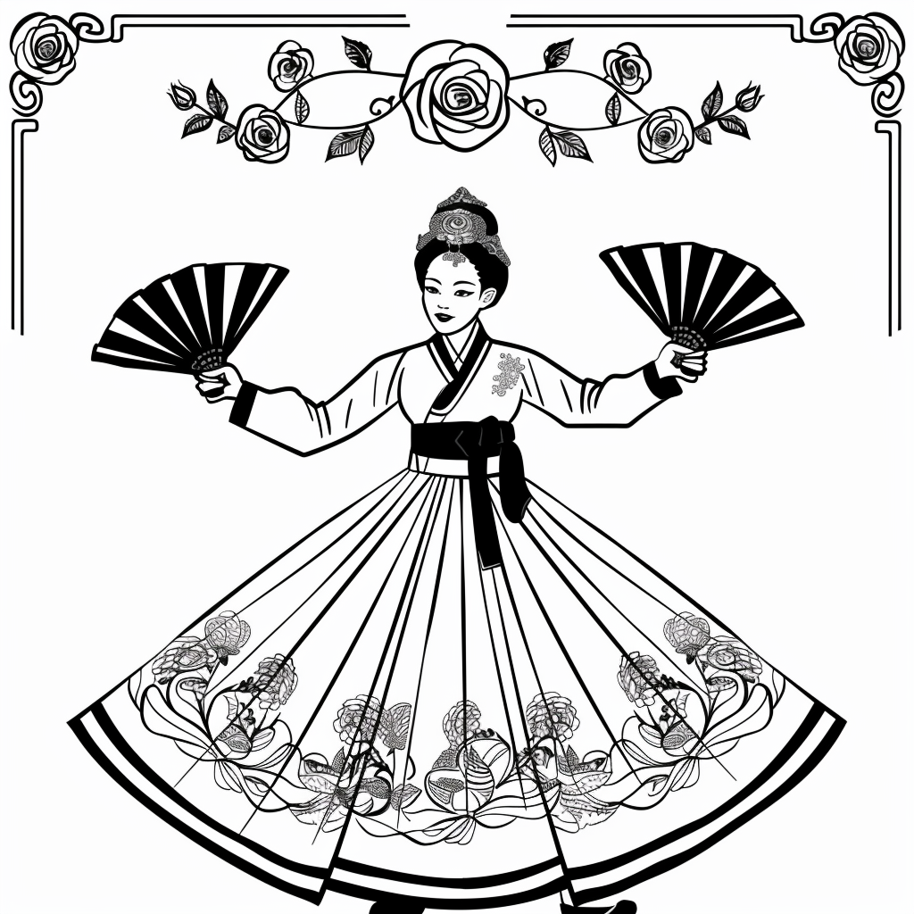 Rose Fan Dance in Hanbok