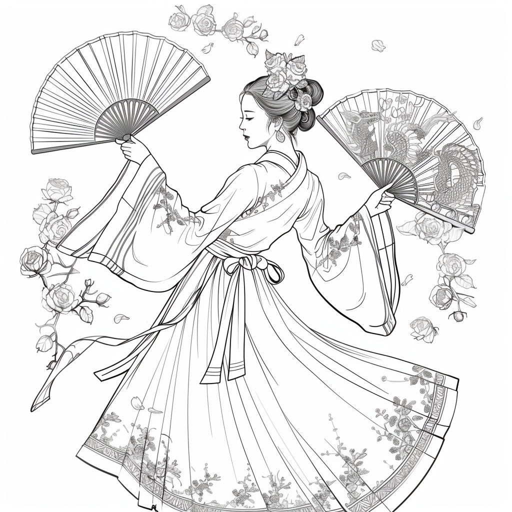 Rose Fan Dance in Hanbok