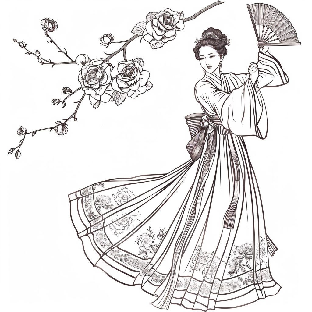 Rose Fan Dance in Hanbok