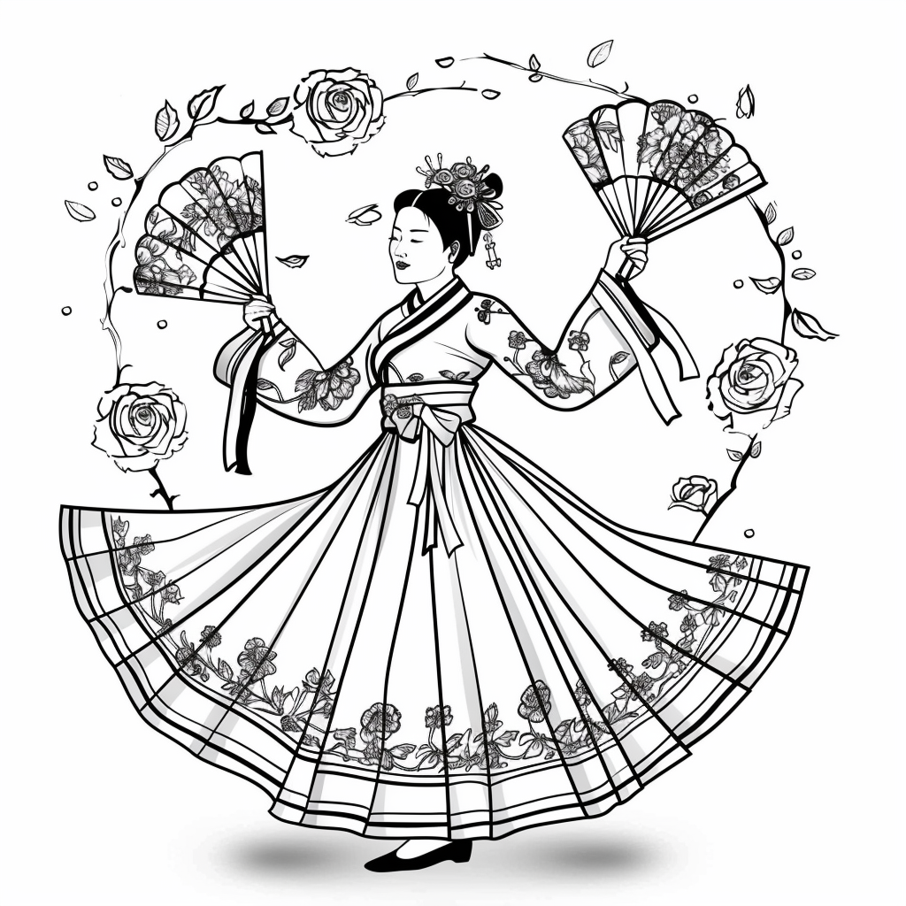 Rose Fan Dance in Hanbok