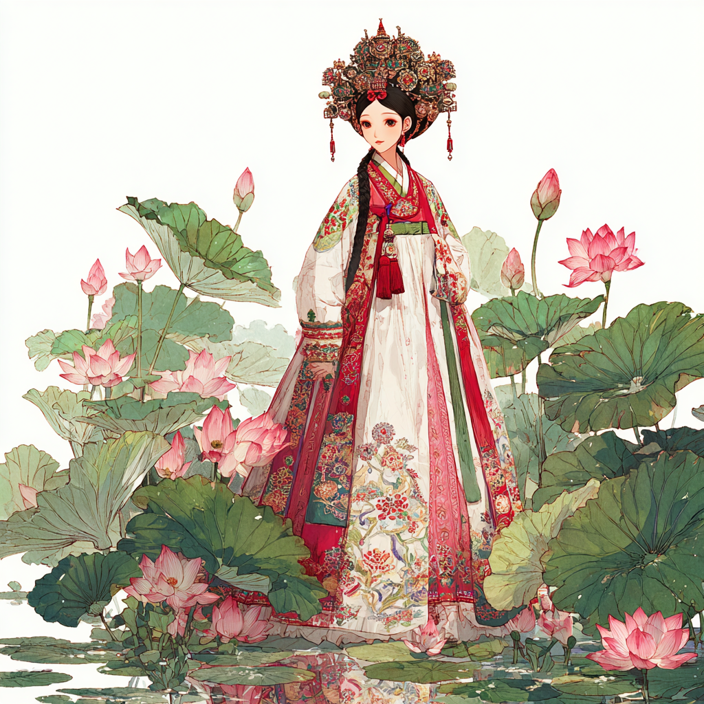 Lotus Bride in Traditional Korean Royal Hanbok
