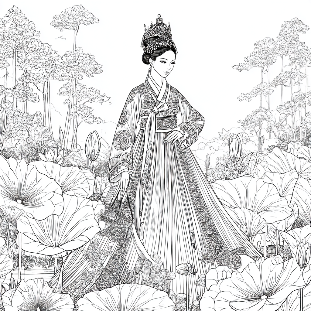 Lotus Bride in Traditional Korean Royal Hanbok