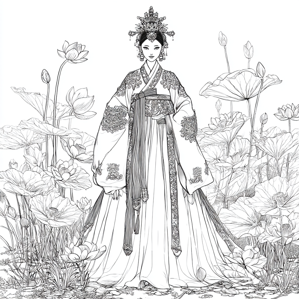 Lotus Bride in Traditional Korean Royal Hanbok