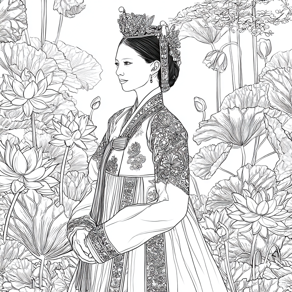 Lotus Bride in Traditional Korean Royal Hanbok