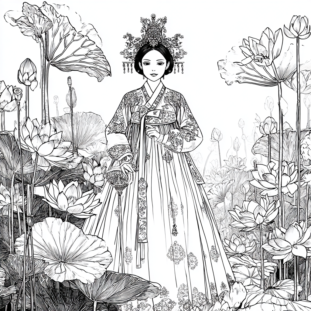 Lotus Bride in Traditional Korean Royal Hanbok