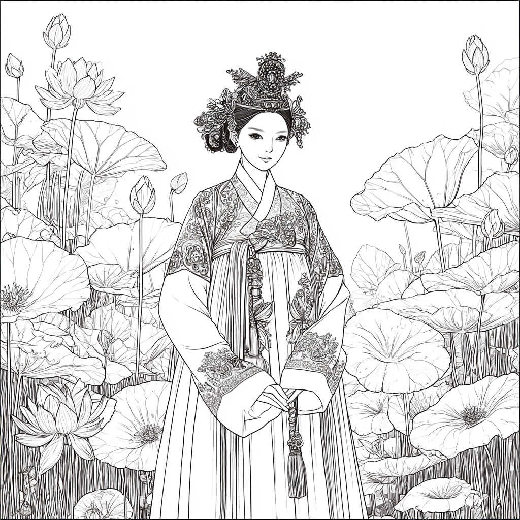 Lotus Bride in Traditional Korean Royal Hanbok