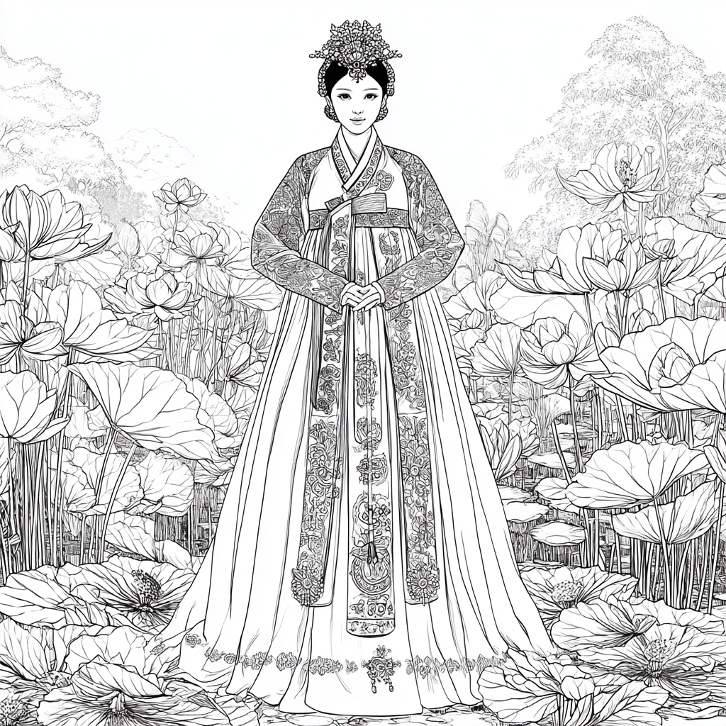 Lotus Bride in Traditional Korean Royal Hanbok