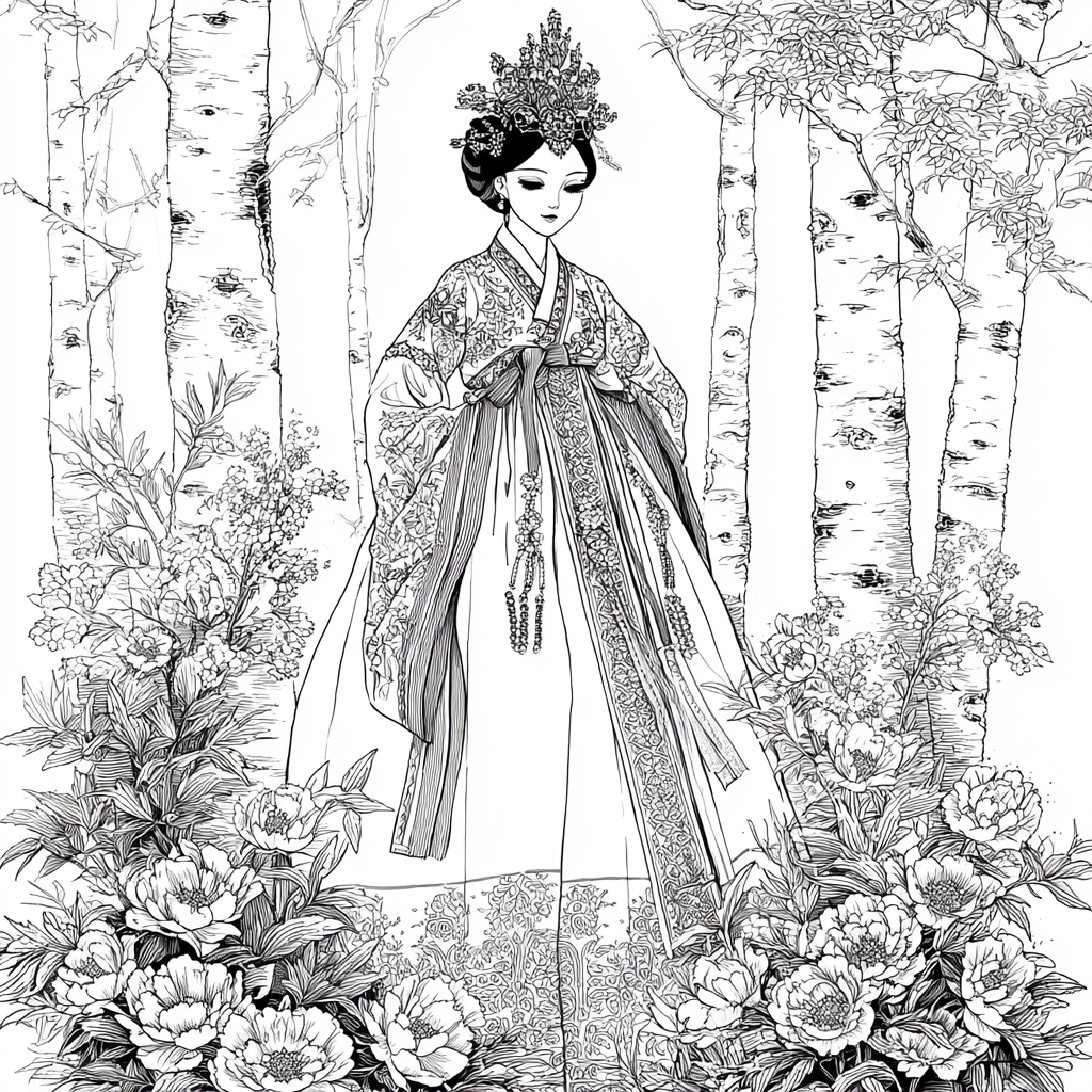 Lotus Bride in Traditional Korean Royal Hanbok